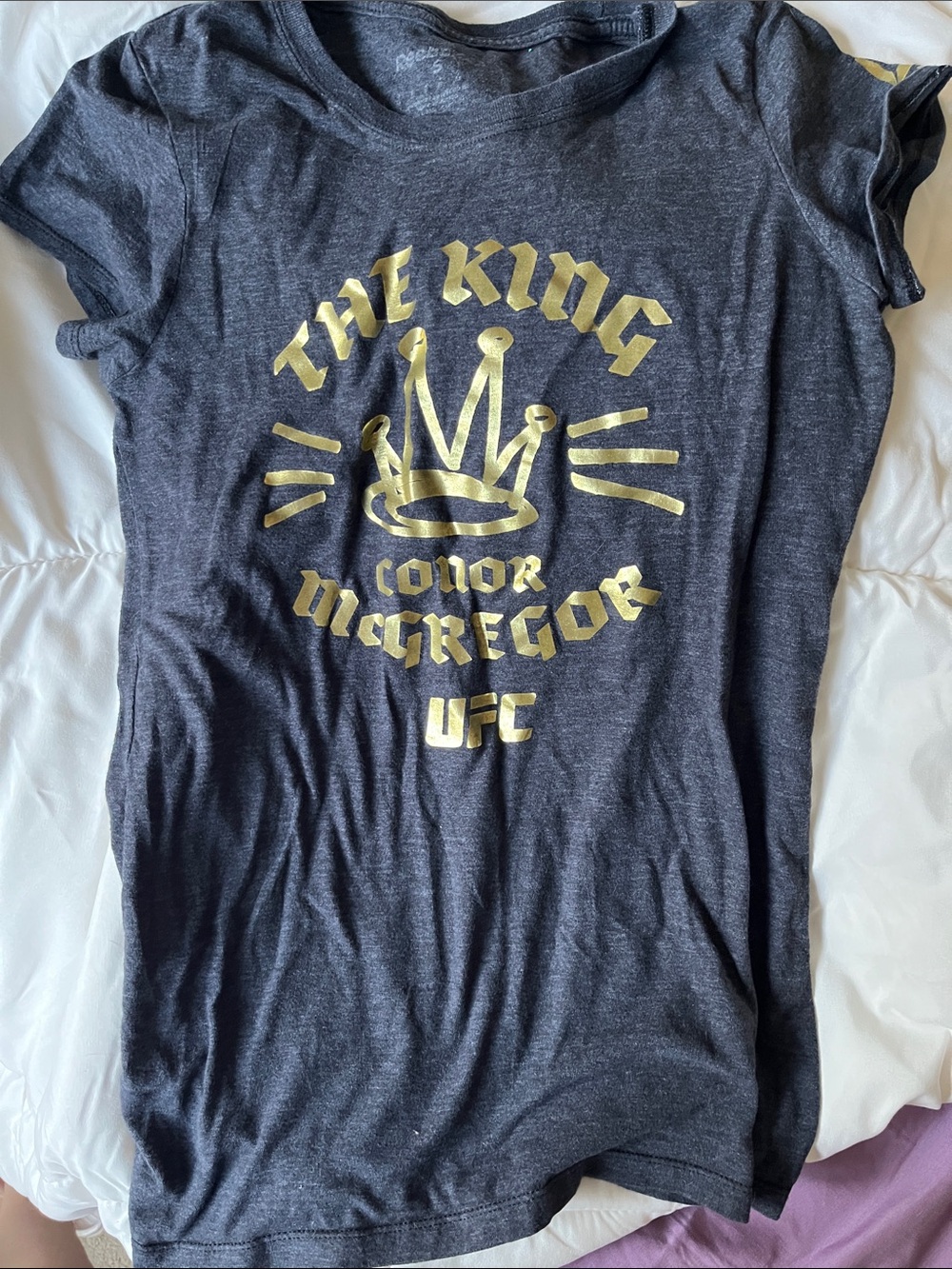 Reebok Black Short-Sleeve Tee with Metallic Gold Crown Graphic